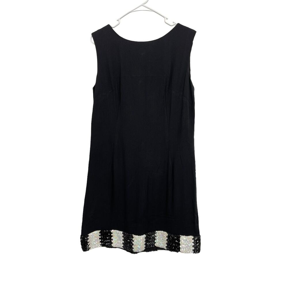 Vintage Carol Craig Cocktail Dress Black Crepe White Black Sequins